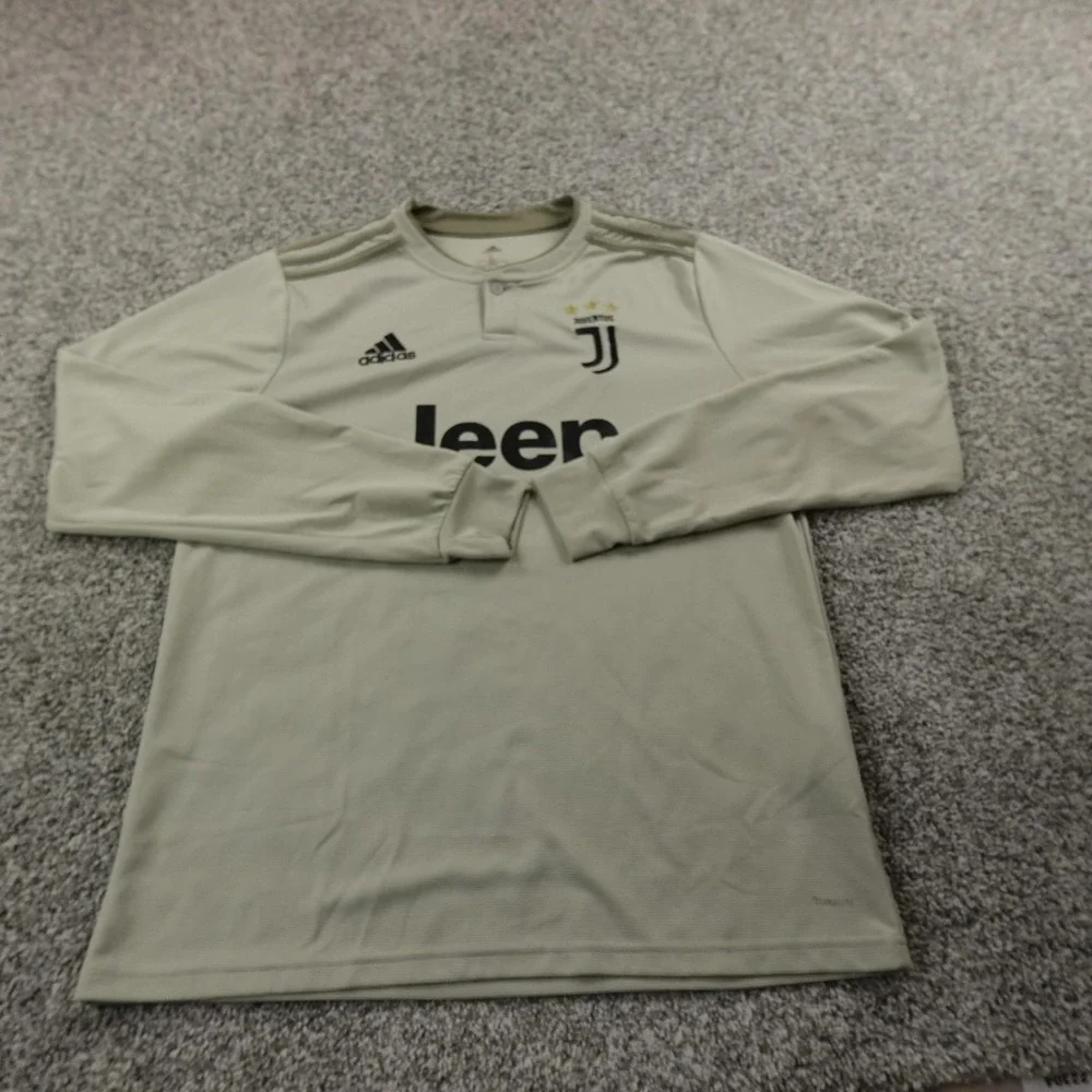 Juventus Soccer Jersey Mens‎ L Beige Long Sleeve Adidas Ronaldo Futbol Football